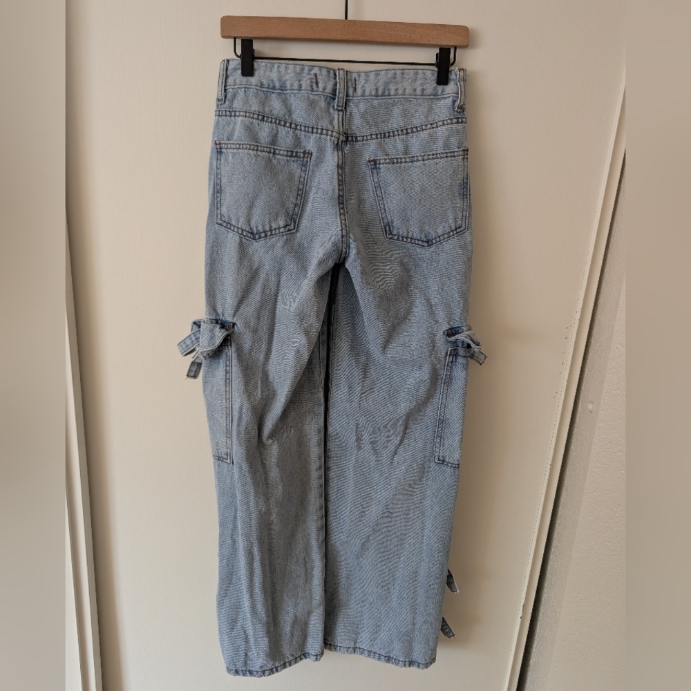 Disclosure Womens 28 Bow Cargo Denim Jeans Coquette Cottage Bohemian Feminine - Picture 5 of 8